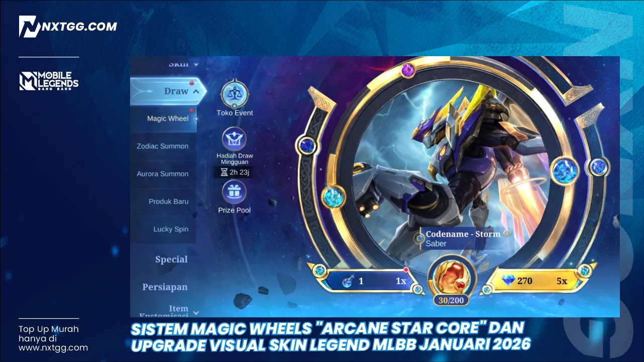 Sistem Magic Wheels "Arcane Star Core" dan Upgrade Visual Skin Legend MLBB Januari 2026