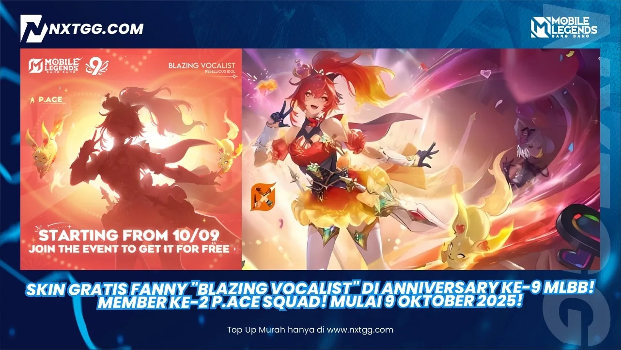 Skin GRATIS Fanny "Blazing Vocalist" di Anniversary ke-9 MLBB! Member ke-2 P.ACE Squad! Mulai 9 Oktober 2025!