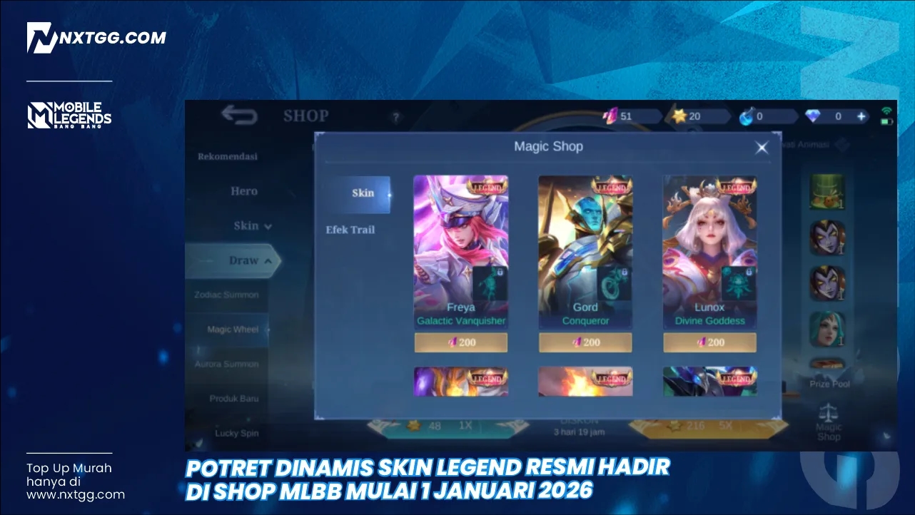 Potret Dinamis Skin Legend Resmi Hadir di Shop MLBB Mulai 1 Januari 2026