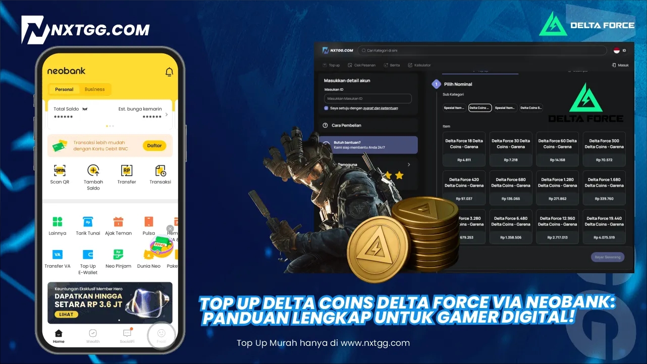  Top Up Delta Coins Delta Force Inovatif via Neobank di NXTGG.COM: Panduan Gamer Digital, Harga Terbaik!