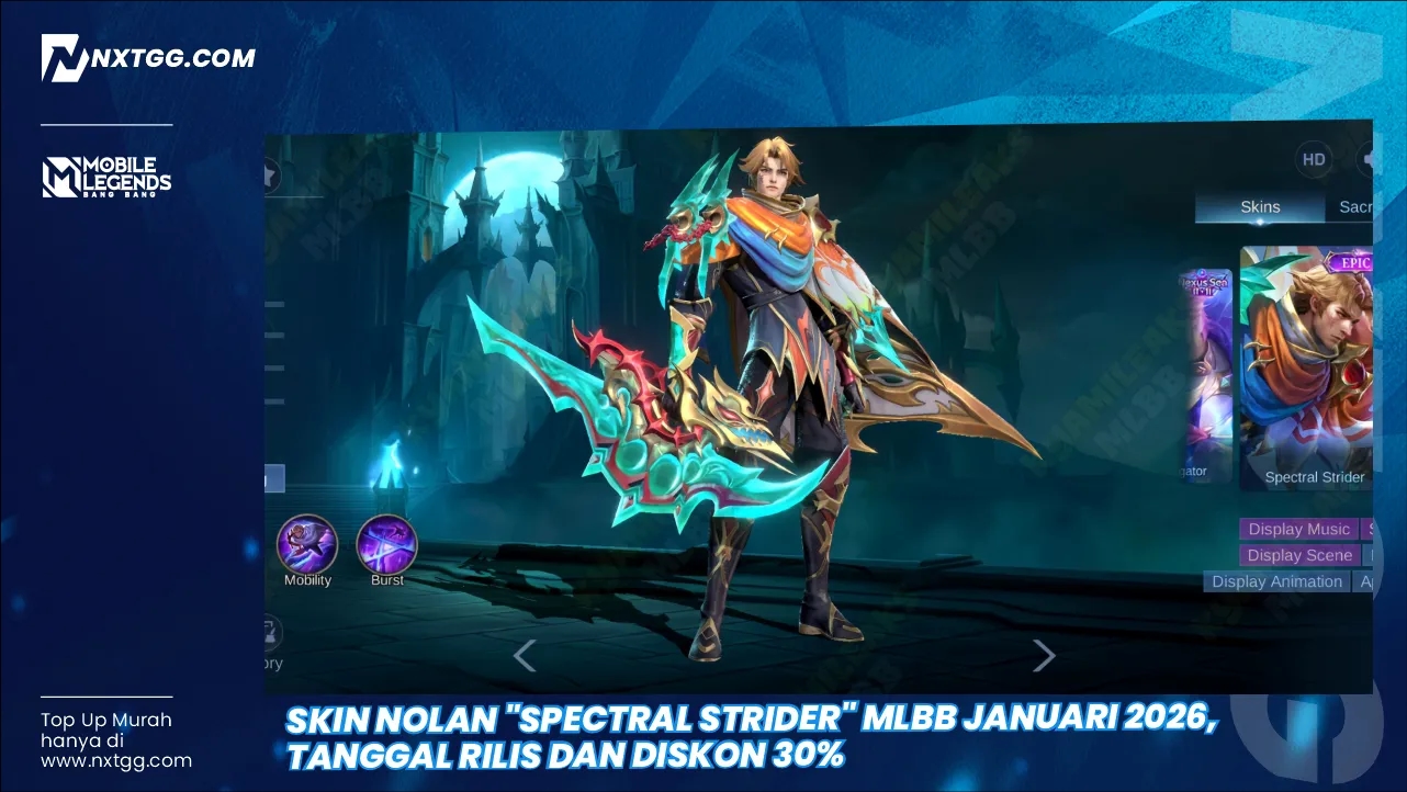 Skin Nolan "Spectral Strider" MLBB Januari 2026, Tanggal Rilis dan Diskon 30% 