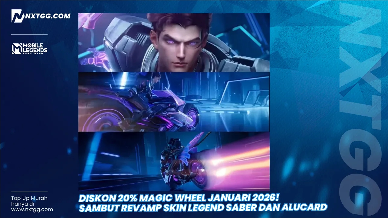Diskon 20% Magic Wheel Januari 2026! Sambut Revamp Skin Legend Saber dan Alucard