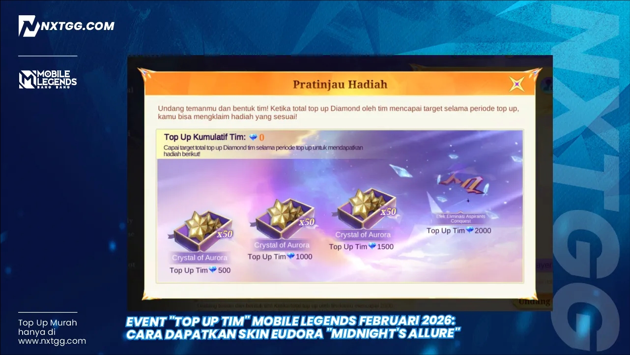 Event "Top Up Tim" Mobile Legends Februari 2026: Cara Dapatkan Skin Eudora "Midnight's Allure"