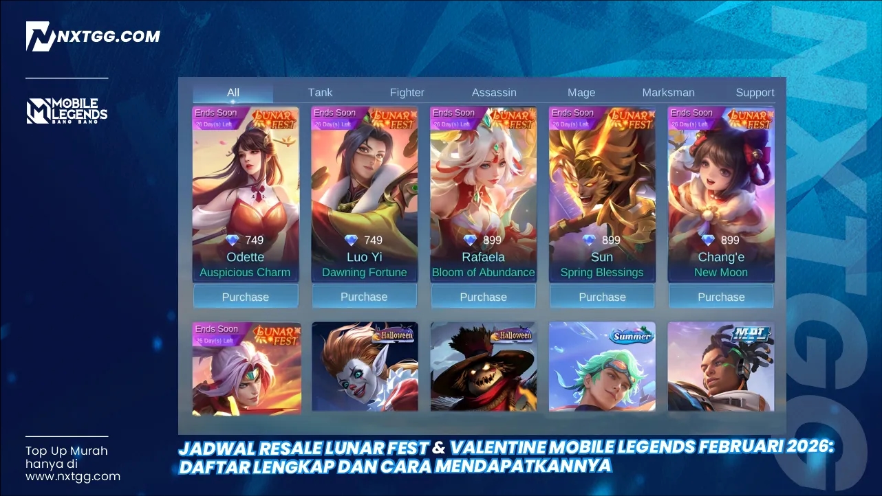 Jadwal Resale Lunar Fest & Valentine Mobile Legends Februari 2026: Daftar Lengkap dan Cara Mendapatkannya