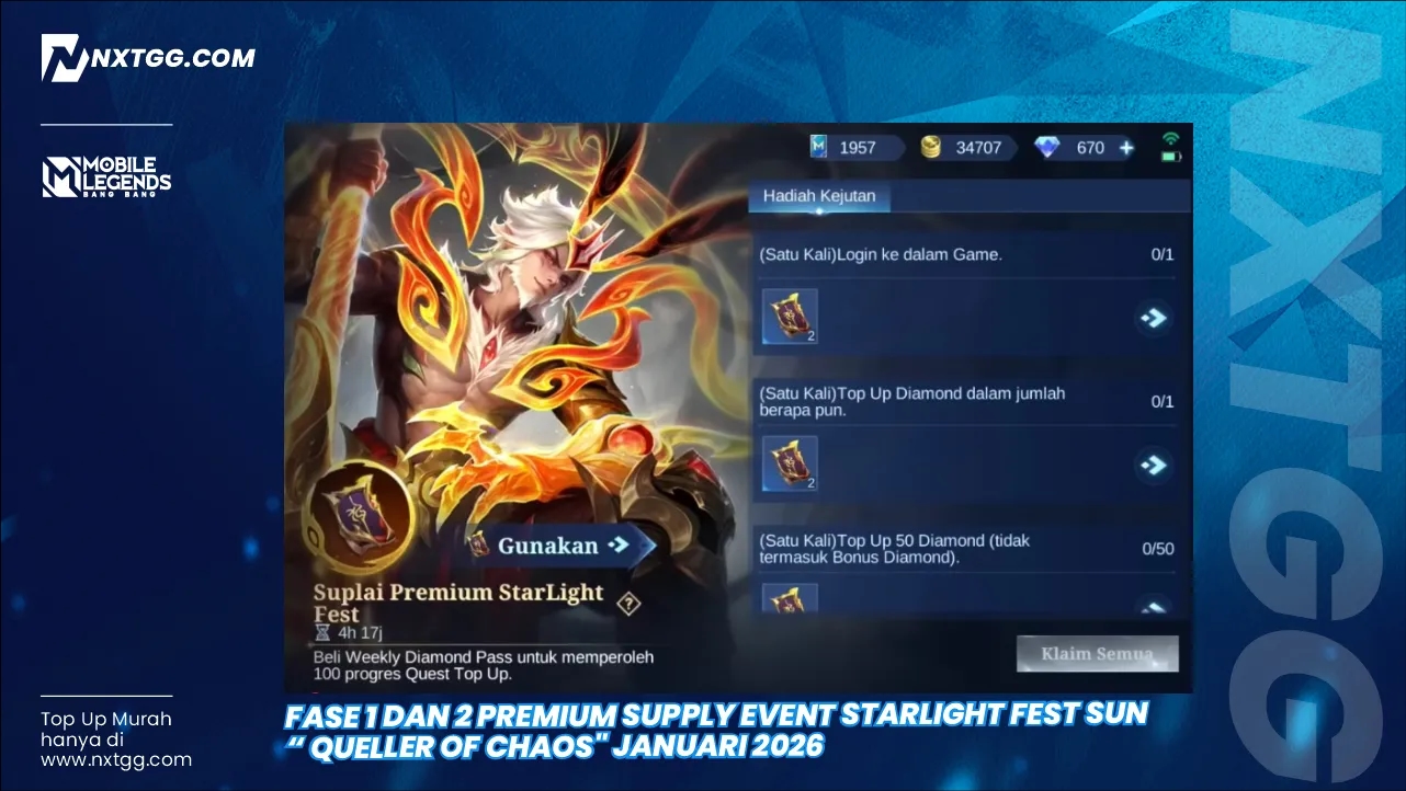 Fase 1 dan 2 Premium Supply Event Starlight Fest Sun " Queller of Chaos" Januari 2026