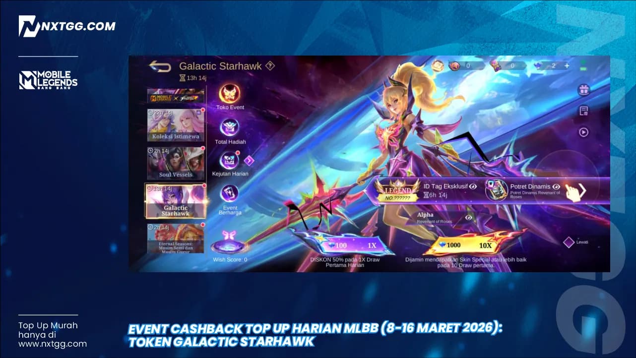 Event Cashback Top Up Harian MLBB (8-16 Maret 2026): Token Galactic Starhawk 