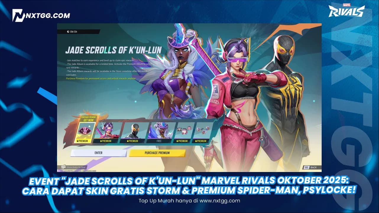 Event "Jade Scrolls of K'un-Lun" Marvel Rivals Oktober 2025: Cara Dapat Skin GRATIS Storm & Premium Spider-Man, Psylocke!