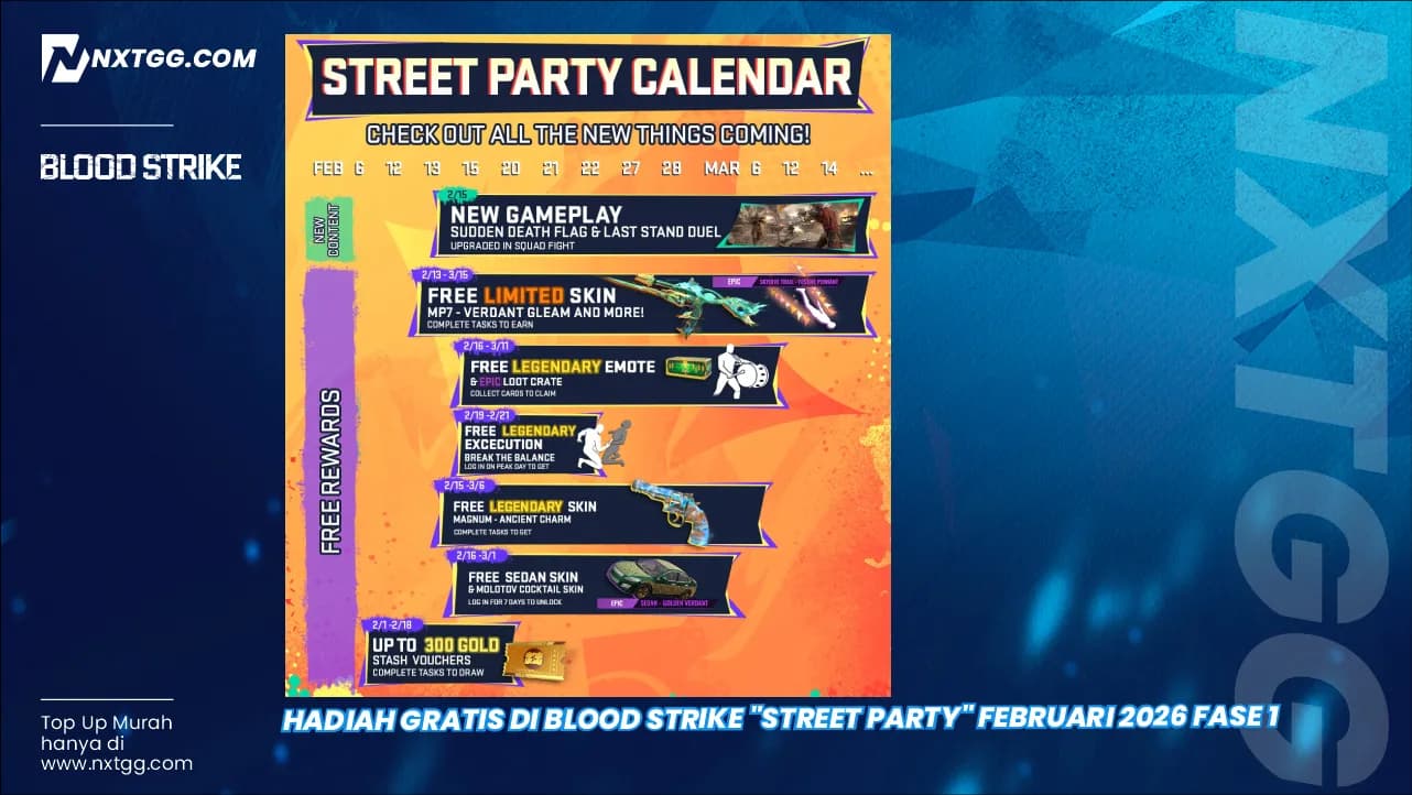 Hadiah Gratis di Blood Strike "Street Party" Februari 2026 Fase 1