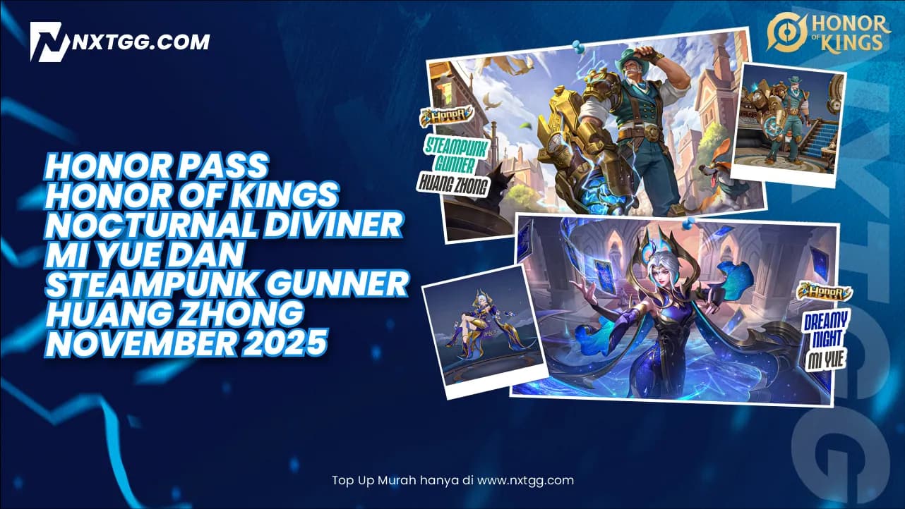 Honor Pass Honor of Kings Nocturnal Diviner Mi Yue dan Steampunk Gunner Huang Zhong November 2025 - Nxtgg