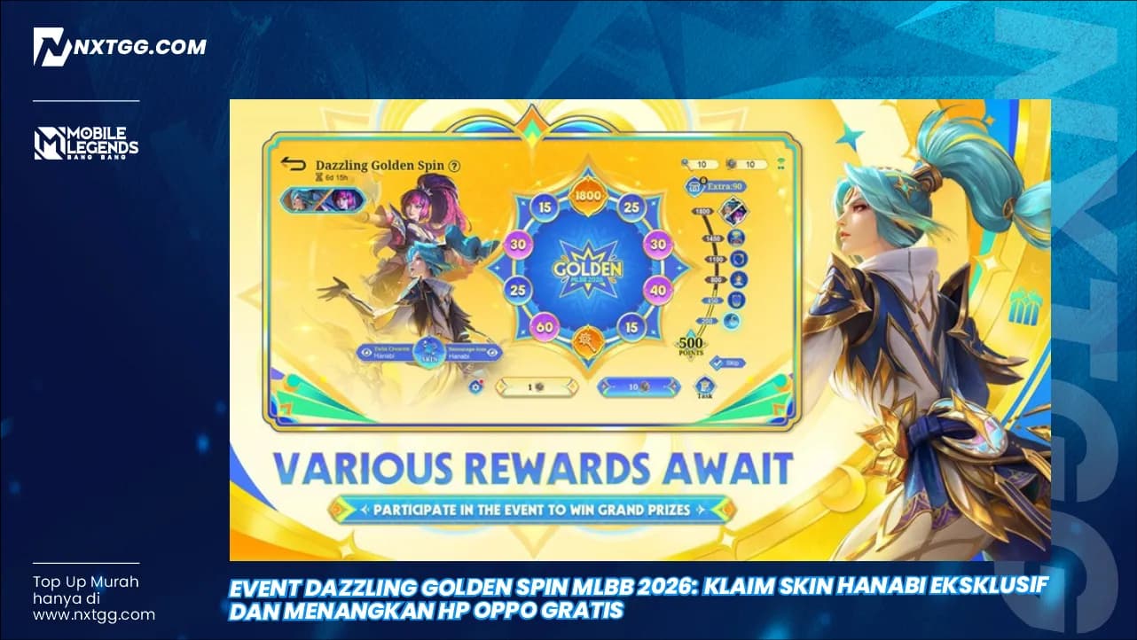 Event Dazzling Golden Spin MLBB 2026: Klaim Skin Hanabi Eksklusif dan Menangkan HP OPPO Gratis