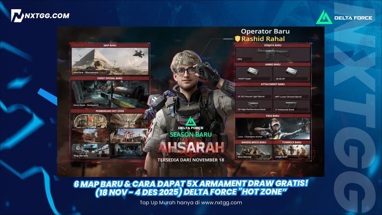 6 Map Baru & Cara Dapat 5x Armament Draw Gratis! (18 Nov - 4 Des 2025) Delta Force "Hot Zone"