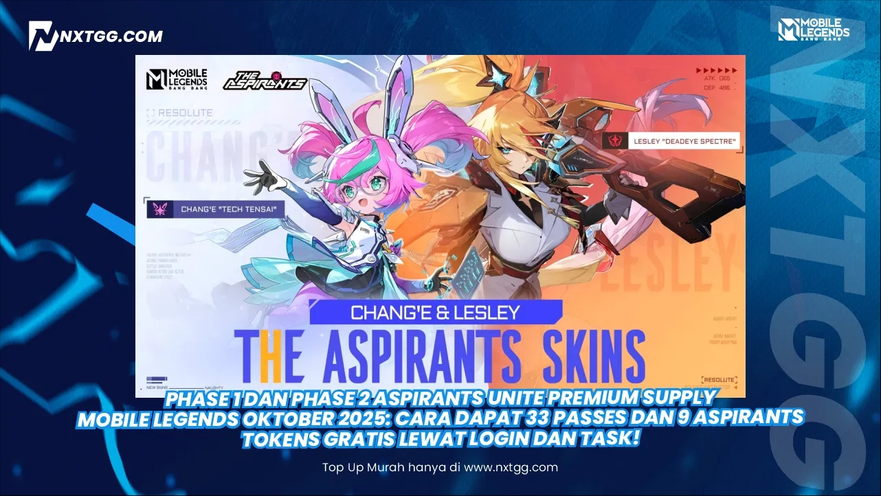 Phase 1 dan Phase 2 Aspirants Unite Premium Supply Mobile Legends Oktober 2025: Cara Dapat 33 Passes dan 9 Aspirants Tokens Gratis Lewat Login dan Task!