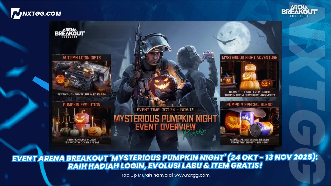 Event Arena Breakout 'Mysterious Pumpkin Night' (24 Okt - 13 Nov 2025): Raih Hadiah Login, Evolusi Labu & Item Gratis!