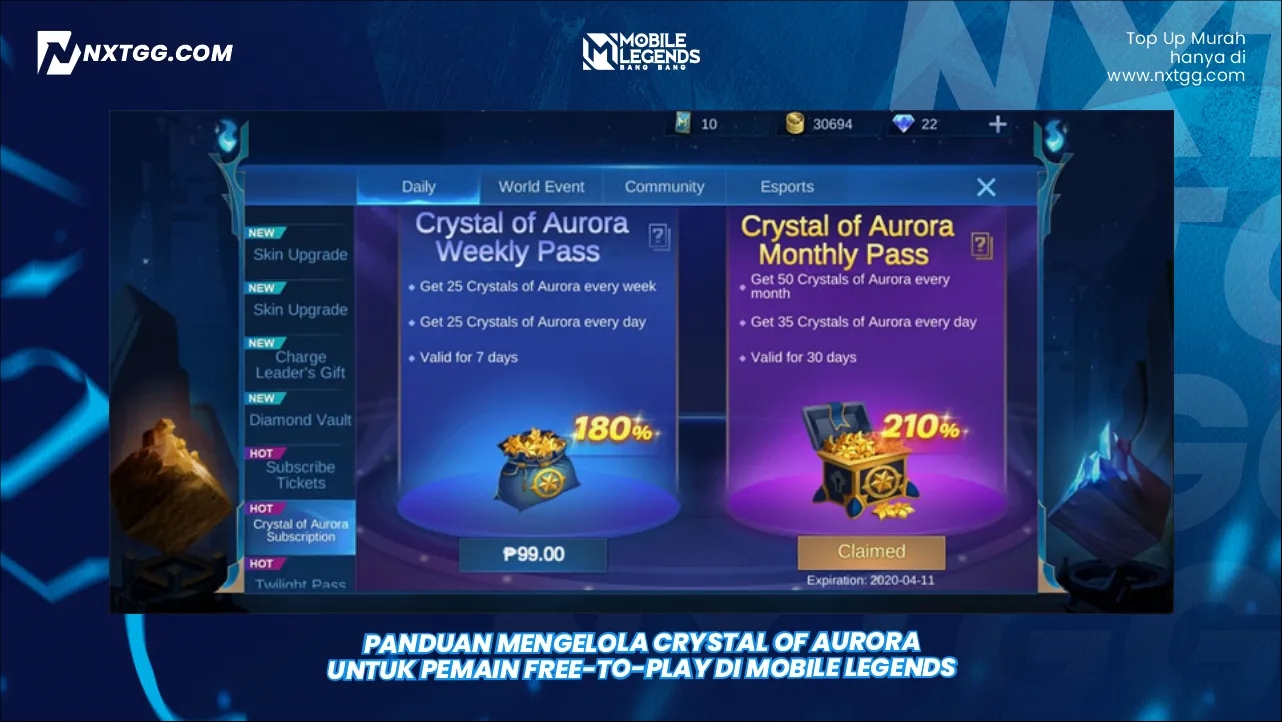 Panduan Mengelola Crystal of Aurora untuk Pemain Free-to-Play di Mobile Legends