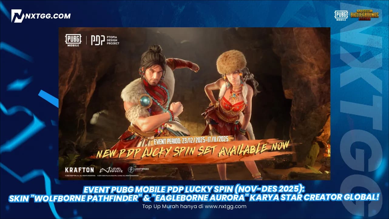 Event PUBG Mobile PDP Lucky Spin (Nov-Des 2025): Skin "Wolfborne Pathfinder" & "Eagleborne Aurora" Karya Star Creator Global!