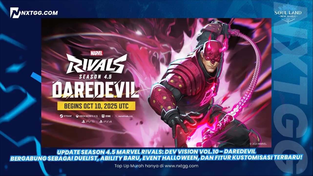 Update Season 4.5 Marvel Rivals: Dev Vision Vol.10 - Daredevil Bergabung sebagai Duelist, Ability Baru, Event Halloween, dan Fitur Kustomisasi Terbaru!