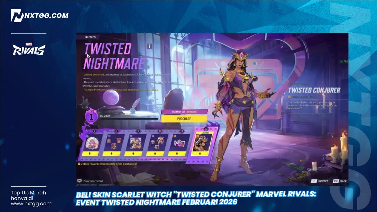 Beli Skin Scarlet Witch "Twisted Conjurer" Marvel Rivals: Event Twisted Nightmare Februari 2026