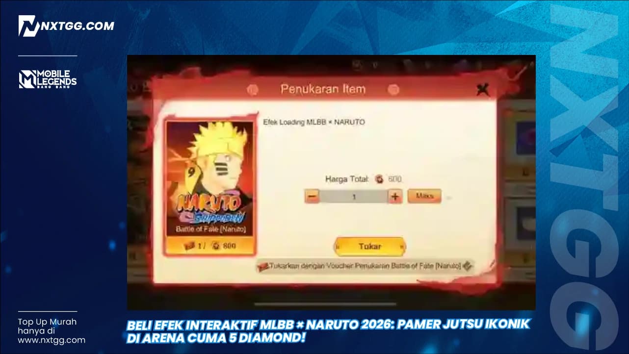 Beli Efek Interaktif MLBB × NARUTO 2026: Pamer Jutsu Ikonik di Arena Cuma 5 Diamond!