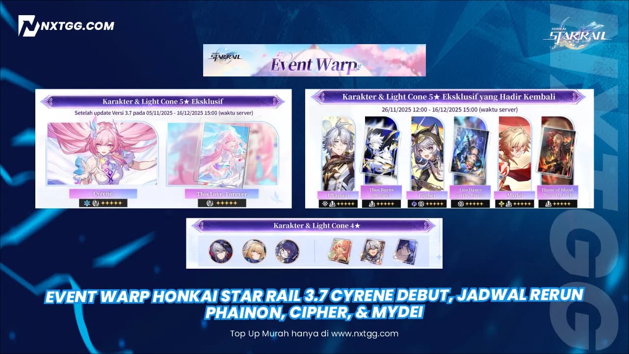 Event Warp Honkai Star Rail 3.7 Cyrene Debut, Jadwal Rerun Phainon, Cipher, & Mydei