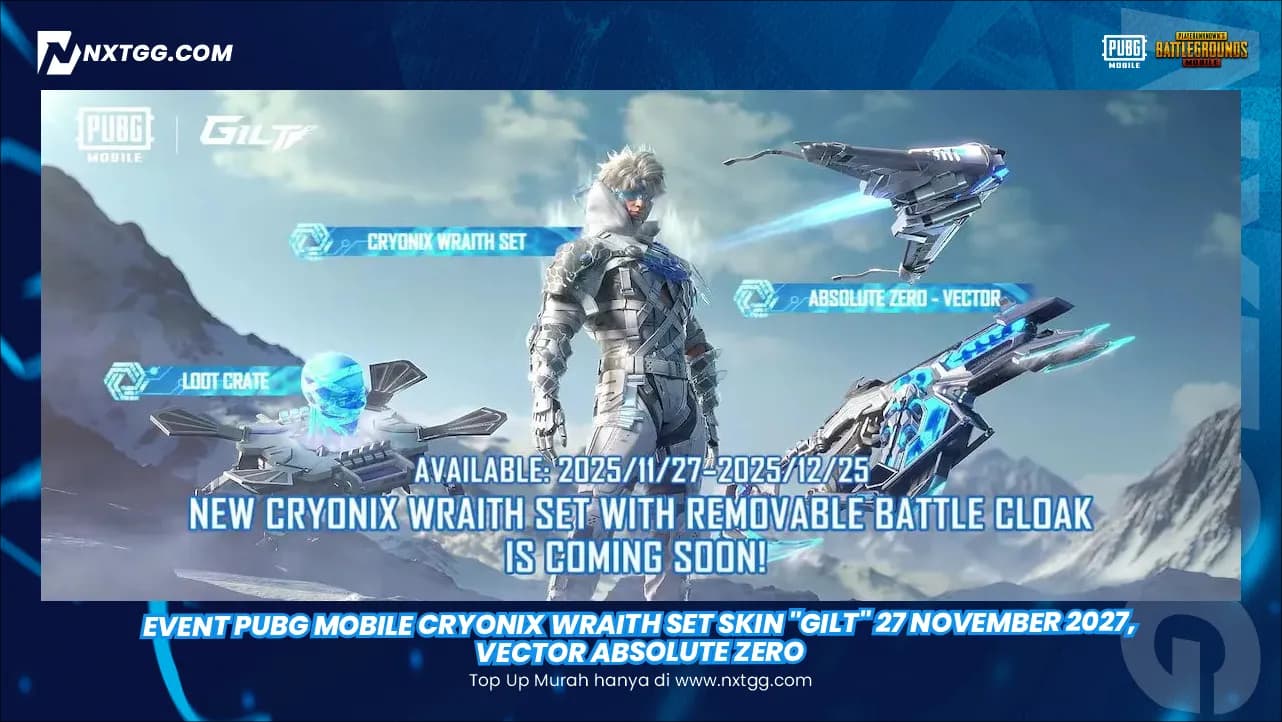 Event PUBG Mobile Cryonix Wraith Set Skin "Gilt" 27 November 2027, Vector Absolute Zero