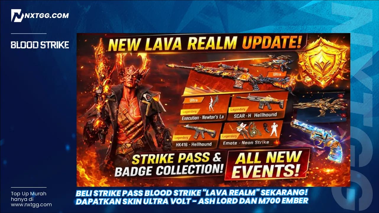 Beli Strike Pass Blood Strike "Lava Realm" Sekarang! Dapatkan Skin Ultra Volt - Ash Lord dan M700 Ember