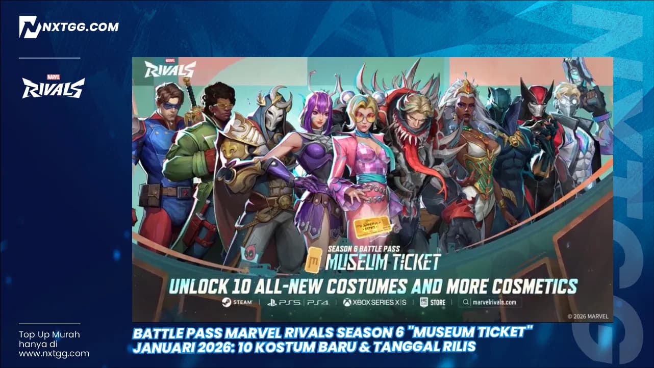 Battle Pass Marvel Rivals Season 6 "Museum Ticket" Januari 2026: 10 Kostum Baru & Tanggal Rilis