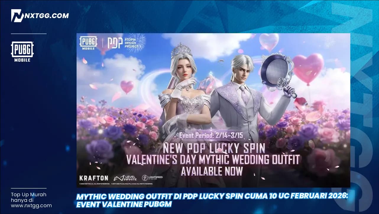 Mythic Wedding Outfit di PDP Lucky Spin Cuma 10 UC Februari 2026: Event Valentine PUBGM