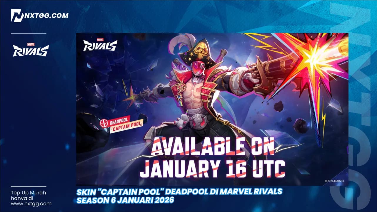 Skin "Captain Pool" Deadpool di Marvel Rivals Season 6 Januari 2026